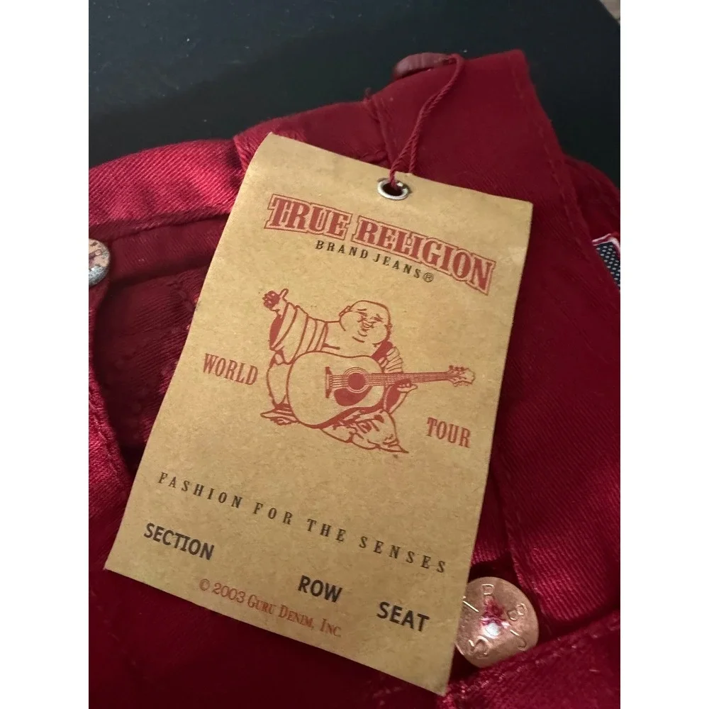 True Religion Billy Big T Jeans 32 Red NEW Urban Cow‎ Straight Leg USA Made